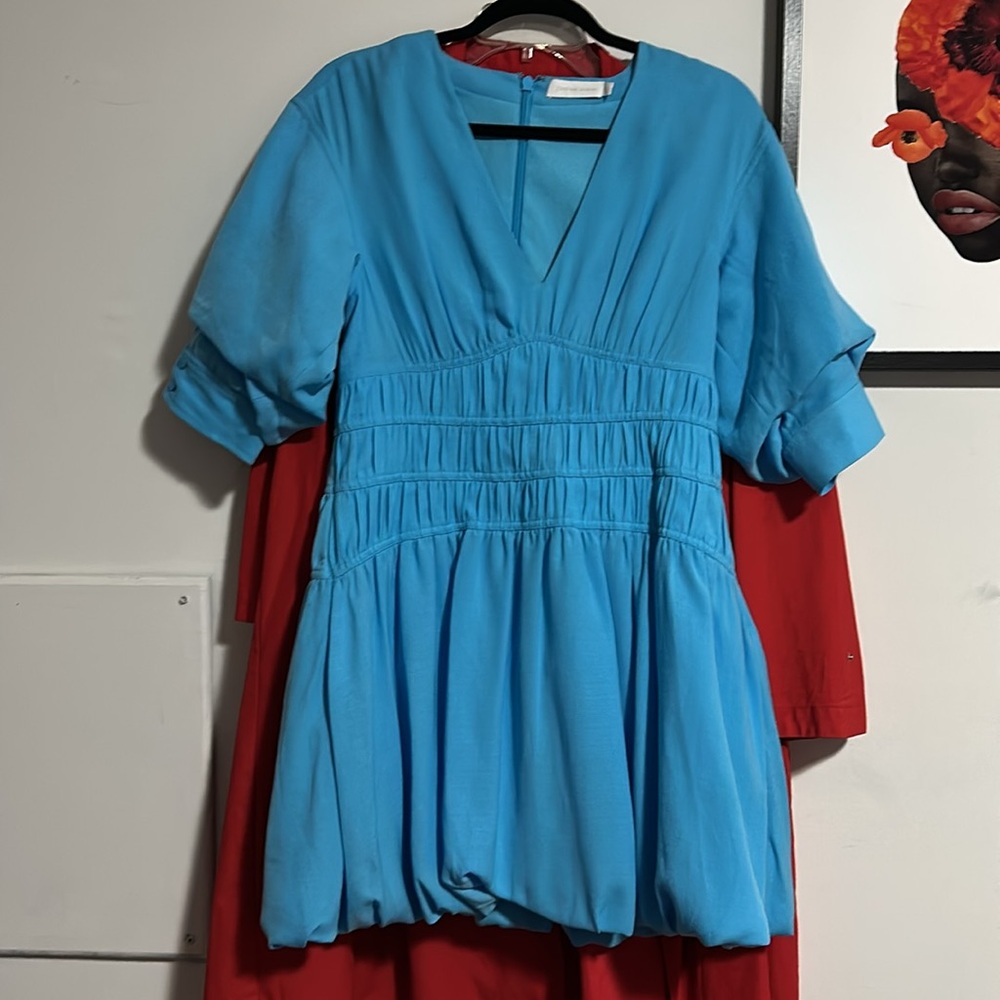 Jonathan Simkhai Blue Puff Sleeve Dress - Picture 4 of 6